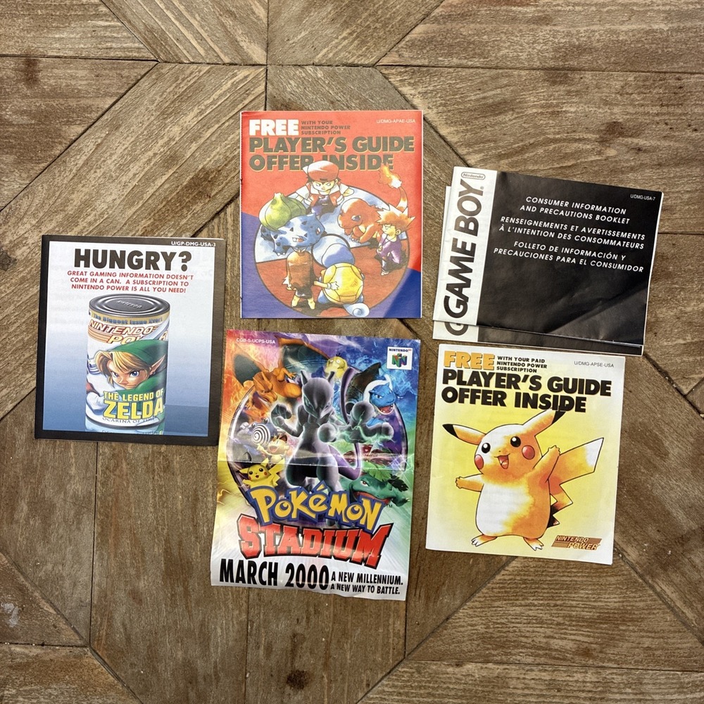Pokemon Stadium N64 Red Blue Yellow Gameboy Insert March 2000 Poster + Guide!!!